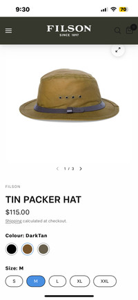 Filson tin packer hat