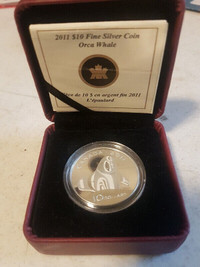 Pièce de monnaie 2011 10$ Fine Silver "The Orca Whale"