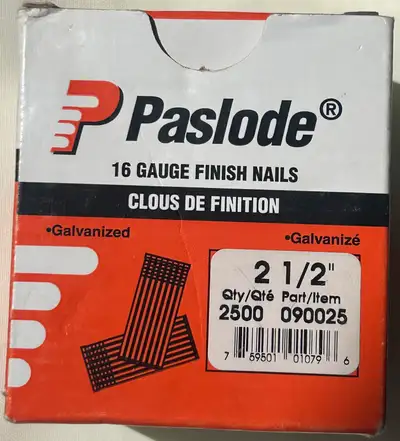 Paslode 16 Gauge Finish Nails 2-1/2" – 2500 Count – Almost Full, View more