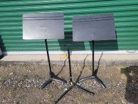 guitar stand and 2 music note stands