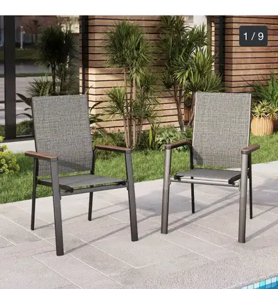 MAISON ARTS 2 Pieces Aluminium Stackable Patio Dining Chairs wit, View more