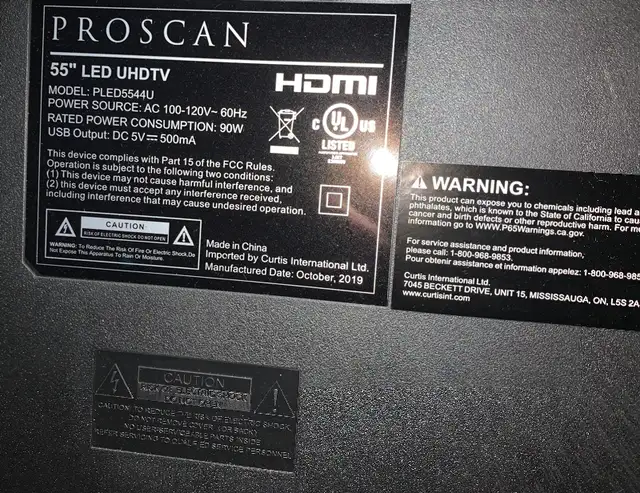 55” LED Proscan Television in TVs in Markham / York Region - Image 7