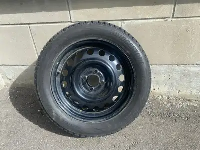 Bridgestone Blizaak WS 205/55/R 16 with steel rims-almost new--used only one season for 500 KM