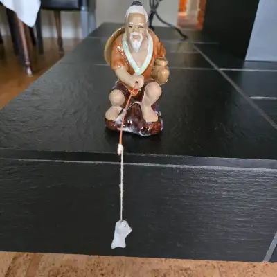Chinese Fisherman Mudman Clay Figurine, View more