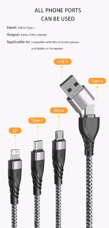 5 in 1 USB-C Fast Charger Cable in Cell Phone Accessories in City of Toronto - Image 2