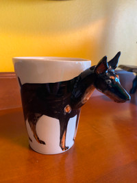 EUC Blue Witch Doberman Dog Handmade Coffee Mug