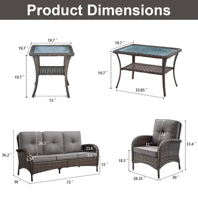5-Person Outdoor Wicker Sofa Seating Group With Cushions in Patio & Garden Furniture in Markham / York Region - Image 4
