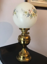 Antique not used England duplex double burner oil lamp