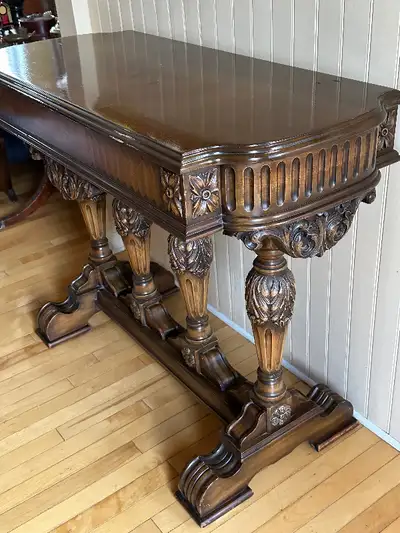 Antique 1900s Johnson solid wood Library table desk in very nice original condition, some wear and s...