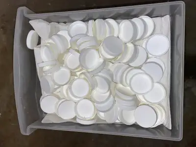 white plastic small dishes/lids, View more