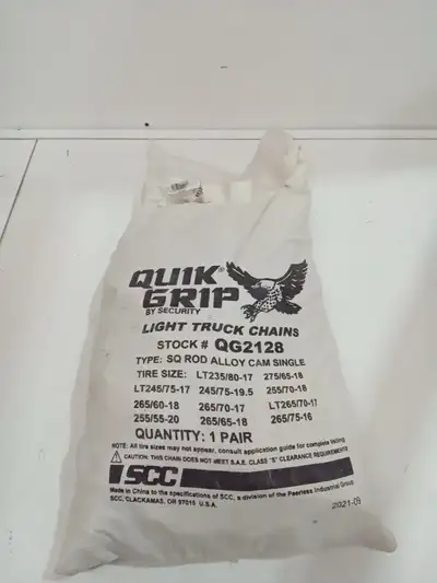 1 pair Quik Grip V-Bar Light Truck Type LRS Tire Traction Chain $100 OBO Brand New, Perfect Conditio...
