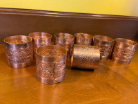 Set of 8 Vintage Copper Napkin Rings Coppercraft Guild Tableware