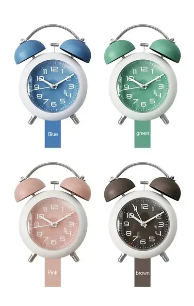 Alarm Clock Desk Table Analog Quartz Clock Silent w Night Light., View more