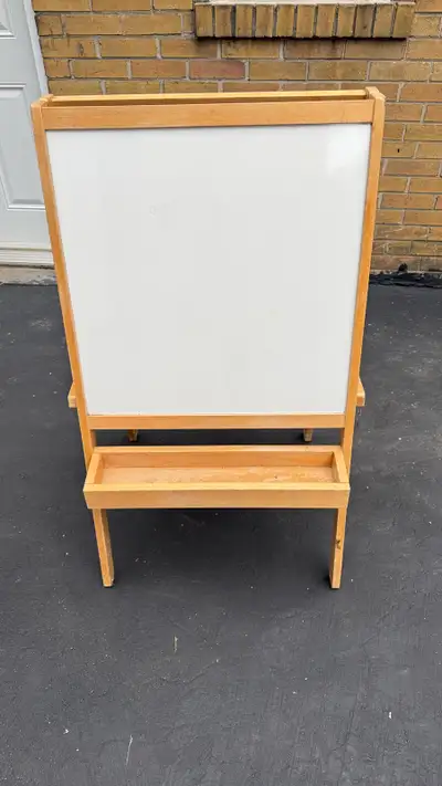 Double Sided Wooden Kids Easel | Whiteboard + Chalkboard, View more
