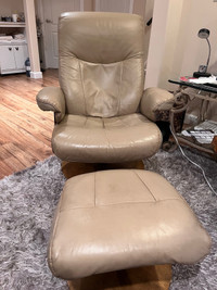 Leather chair and foot rest