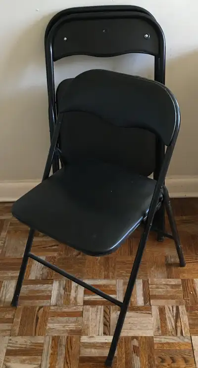 Set of 3 Black Padded Metal Folding Chairs, View more