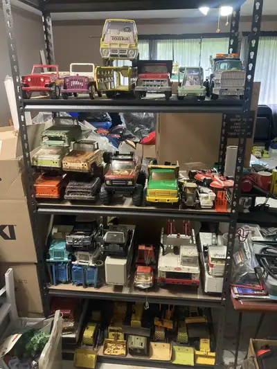 Various vintage Tonka toys from projects to shelf pieces. Prices vary and will discount on multiple...
