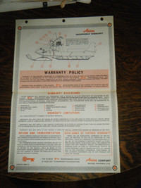 Ariens Snowmobile Warranty Policy 1972