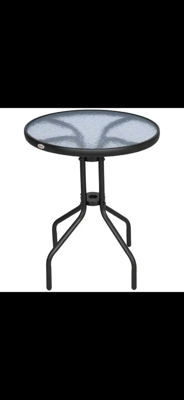 24"Patio Table Round Tempered Glass Top Outdoor Dining Steel Fra in Patio & Garden Furniture in Markham / York Region - Image 3