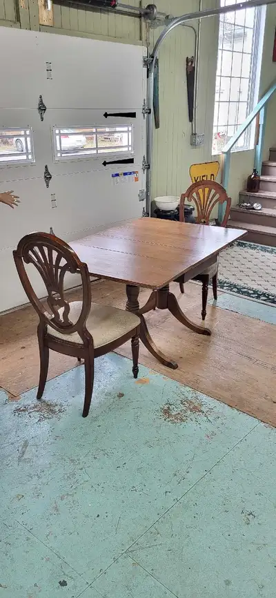 Vintage Walnut Drop-leaf Table w/ 4 Chairs, View more