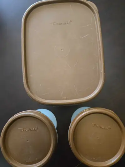 Here are three vintage Tupperware containers in used but good condition, perfect for adding a touch...