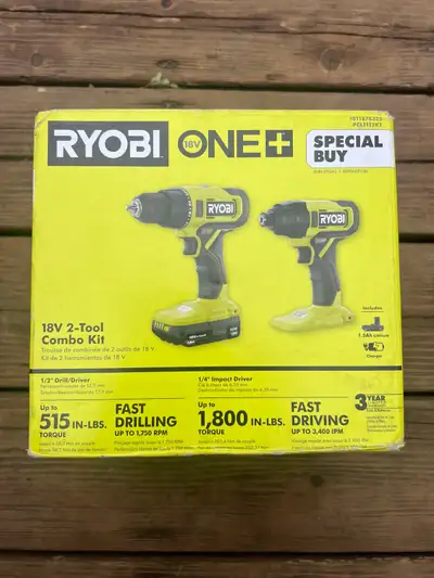 BRAND NEW RYOBI ONE+ 18V DRILL & IMPACT DRIVER COMBO KIT, View more
