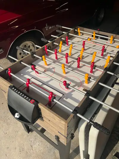 3 in 1 foosball, air hockey and pool table. Only used the foosball table a few times since Christmas...