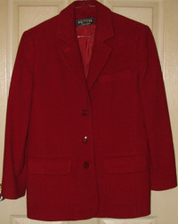 Ladies Vntg Daniel Hechter Wool Blazer Jacket Size 4P Red As New