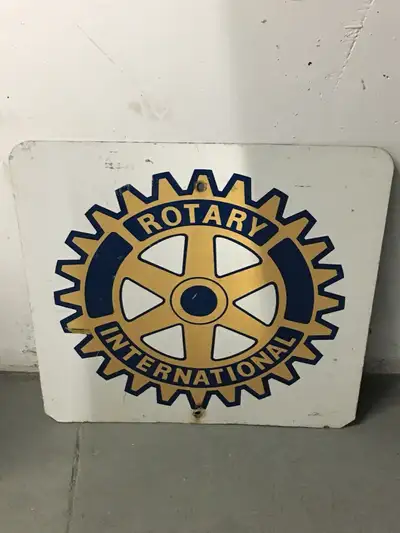 Offered for sale is a vintage Rotary International advertising sign. Perfect for bar, man cave or ga...