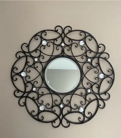 Scrollwork Wall Mirror with Crystals, View more