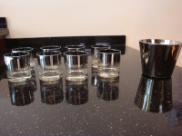 8 Silver Coated Tumblers and 1 Matching Ice Bucket Set