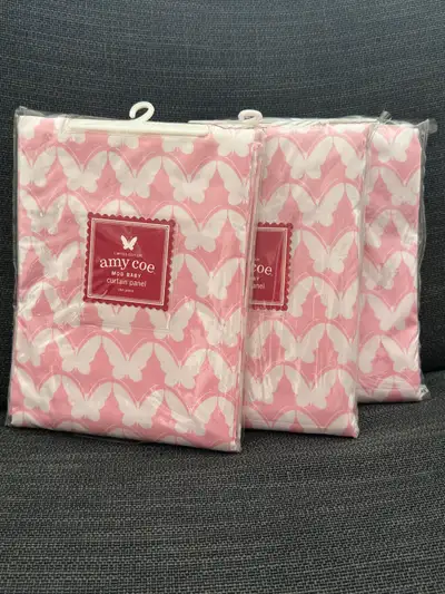 Amy Coe Mod Baby Curtain Panels – Pink Butterfly , View more