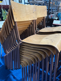 Retro Wood / Metal Stacking Chairs