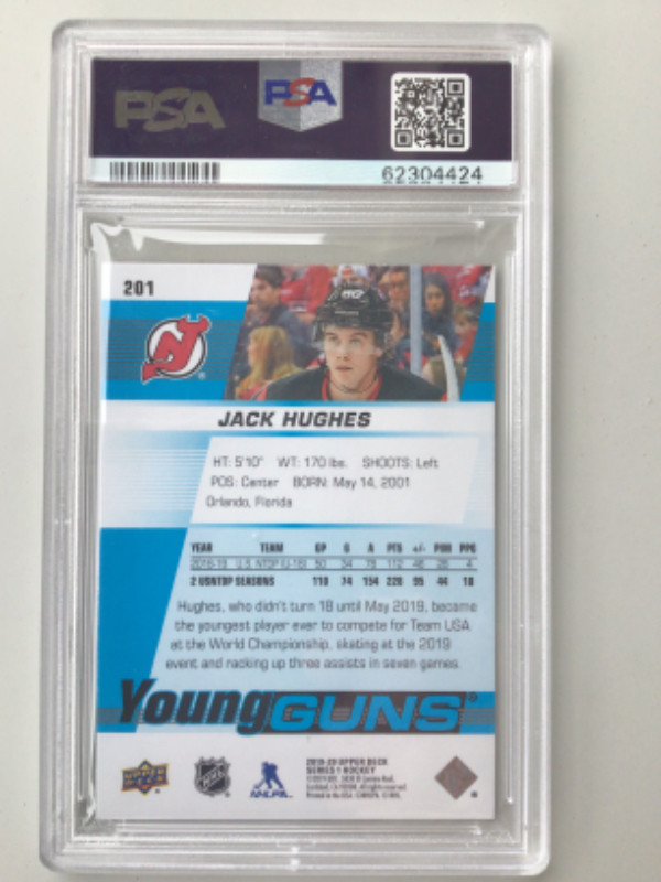 JACK HUGHES … 2019-20 Upper Deck YOUNG GUNS … ROOKIE … PSA 9, 10 in Arts & Collectibles in City of Halifax - Image 2