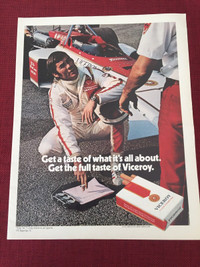1972 Viceroy Cigarettes w/Race Driver Parnelli Jones Original Ad