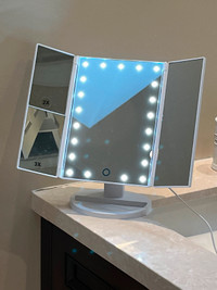 Makeup vanity mirror - magnification and lights