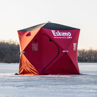 3 man ice fishing hut and gas powered auger