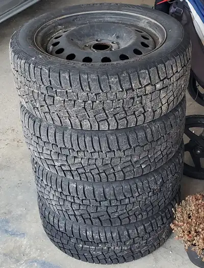 I have 4 nearly brand new Cooper Discoverer TrueNorth P225/50R17 tires on black steel rims, with TPM...