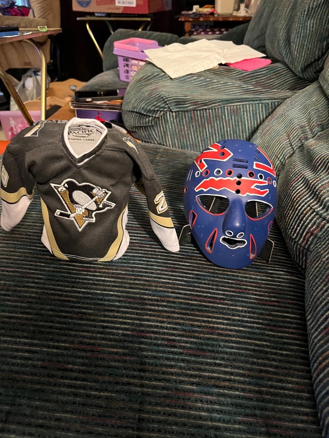 Jacques Plante Ceramic Mask and Marc AndreFleury Mini Jersey Arts & Collectibles Saskatoon