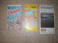 VIEILLE ANCIENNE CARTE ROUTIERE OLD ROAD MAP ANTIQUE OTTAWA HULL