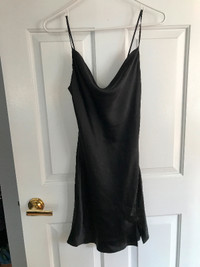 Dynamite Dani Black Satin Cowl Neck Slip Dress NWT