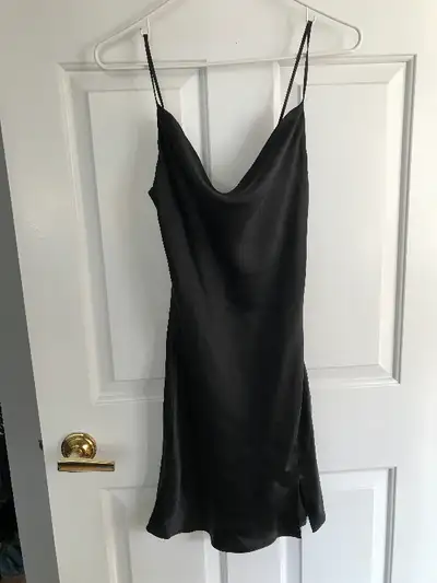 Dynamite Dani Black Satin Cowl Neck Slip Dress NWT, View more