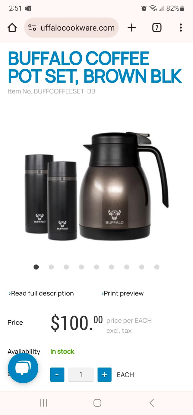 Brand New Buffalo coffee pot & thermos cups set in Other in Mississauga / Peel Region - Image 3