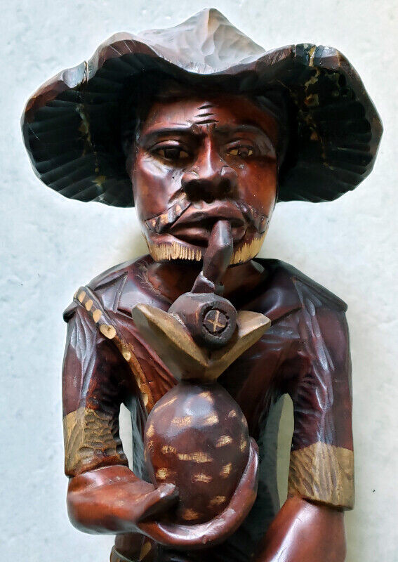 27" WOOD CARVING - FISHERMAN / SCULPTURE SUR BOIS - PÊCHEUR dans Art et objets de collection  à Laval/Rive Nord - Image 2