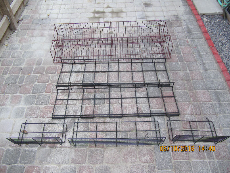 SevenPieceLot Of Retail/Collectible Slot/Pegboard Metal Shelving Arts