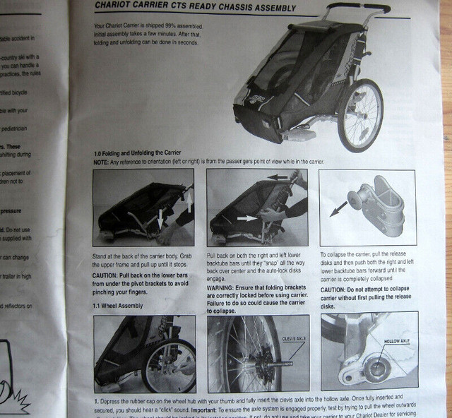 CHARIOT CHEETAH 1 2 COUGAR 1 2 OWNER'S MANUAL RARE in Strollers, Carriers & Car Seats in Ottawa - Image 2