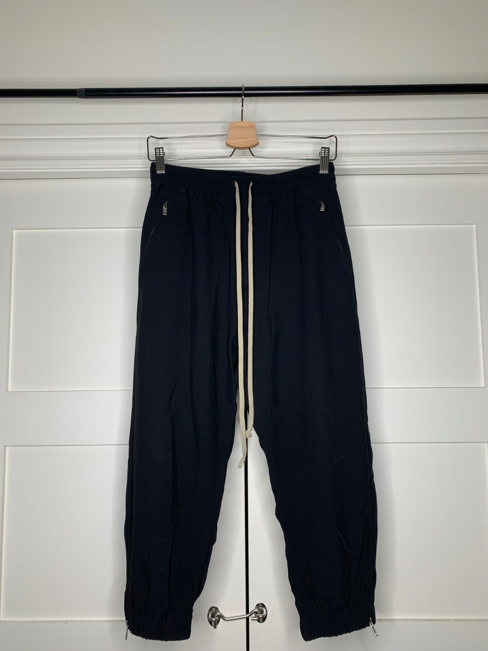 Rick Owens, Rick Owens Drop-Crotch Cropped Black Track Pants