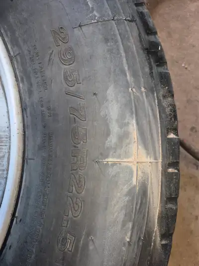 4 Mirage virgin commercial truck tires. Lightly used, 90% tread left. Rims not included. $70 each
