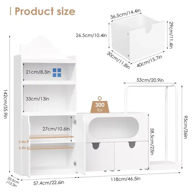 55.9'' H X 69.1'' W Kids Bookcases With 2 Drawers, Castle Roof in Bookcases & Shelving Units in Oshawa / Durham Region - Image 6