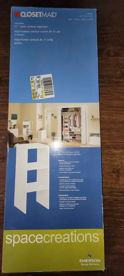 CLOSETMAID VERTICAL CLOSET ORGANIZER WHITE STACKABLE NEW IN BOX, View more